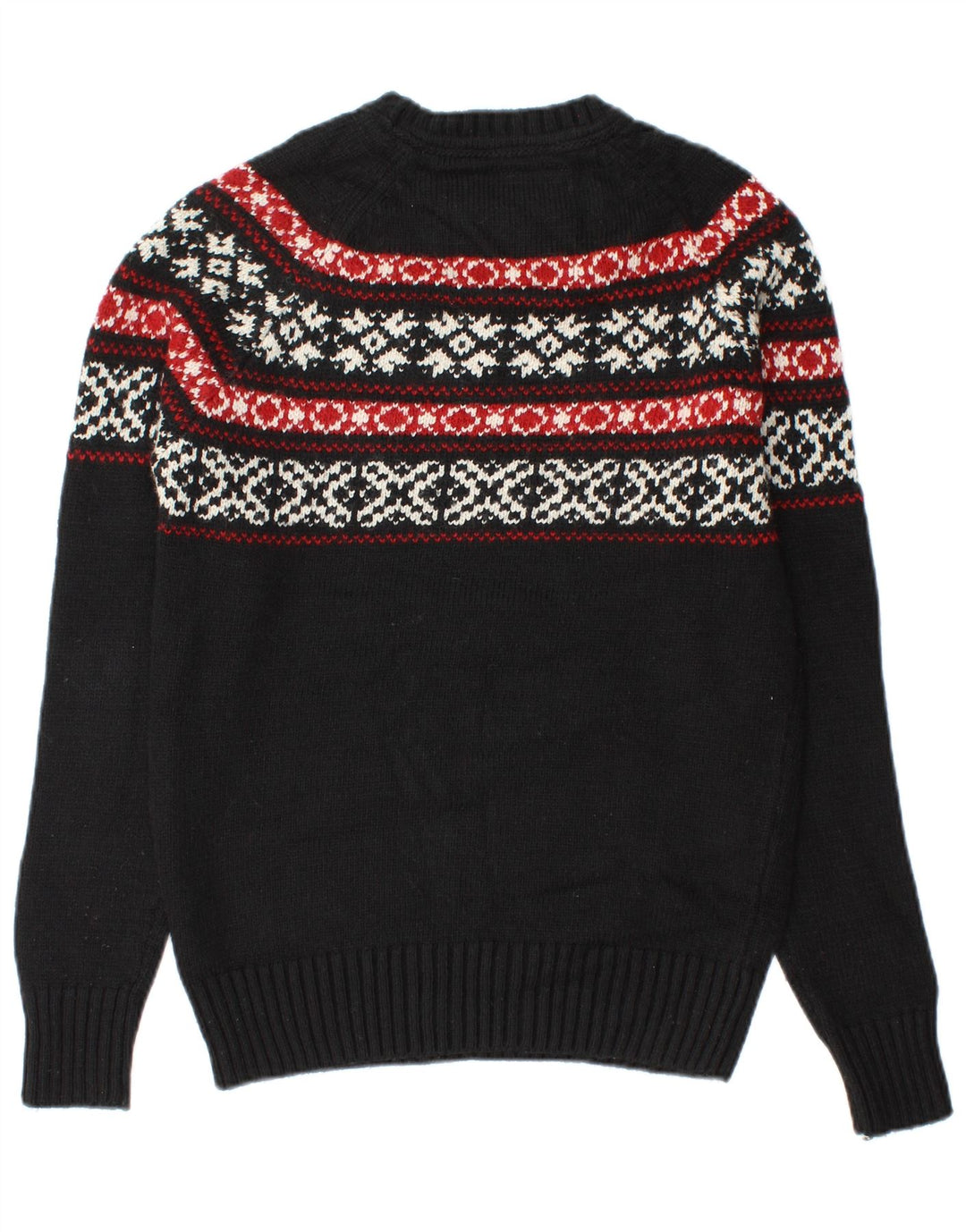 Męski sweter Superdry z dekoltem w łódkę, średni czarny, akryl Fair Isle