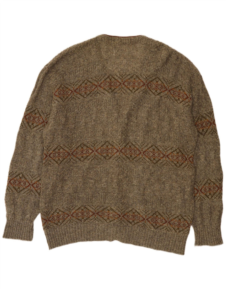 Męski sweter rozpinany St Michael XL Khaki z geometrycznej wełny
