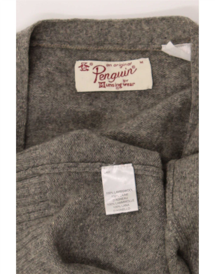 Męski sweter rozpinany Penguin, średnioszary, z owczej wełny