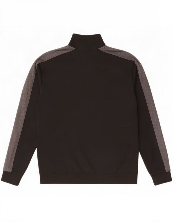 Hugo Boss Mens Zip Neck Sweatshirt Jumper XL Black Colourblock Cotton