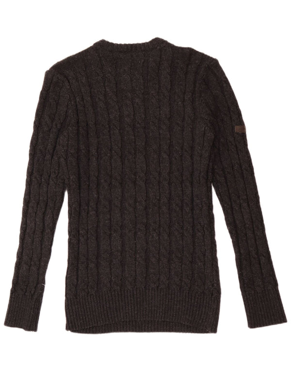 Męski sweter z okrągłym dekoltem Superdry XL, szary akryl