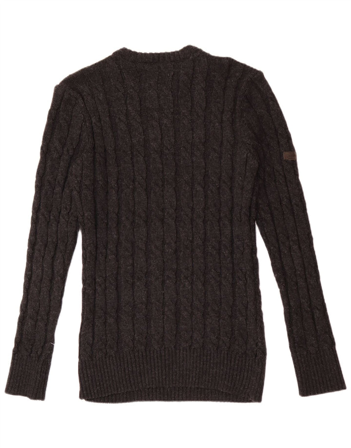 Męski sweter z okrągłym dekoltem Superdry XL, szary akryl
