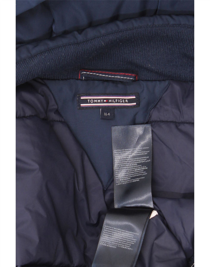 Chłopięcy, ocieplany płaszcz z kapturem Tommy Hilfiger 13-14 lat, granatowy, poliester