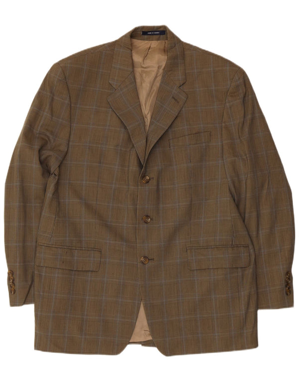 Męska marynarka zapinana na 3 guziki Chaps Ralph Lauren UK 40 w dużą kratkę khaki