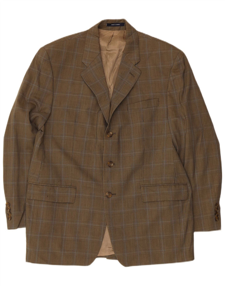 Męska marynarka zapinana na 3 guziki Chaps Ralph Lauren UK 40 w dużą kratkę khaki