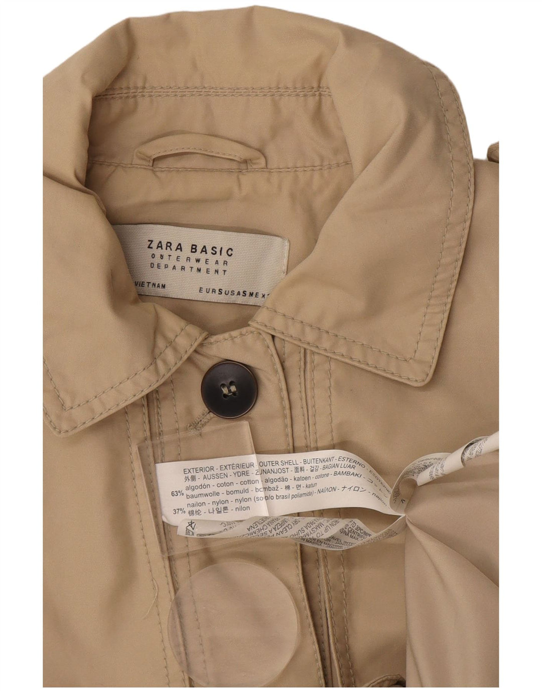 Trencz damski Zara UK 10 Small, beżowy, bawełniany