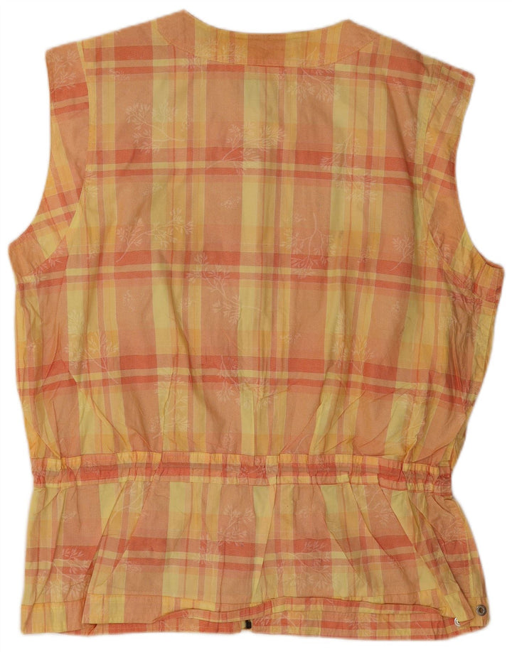 Vintage damska kamizelka oversize IT 46, duża, bawełniana w żółtą kratkę