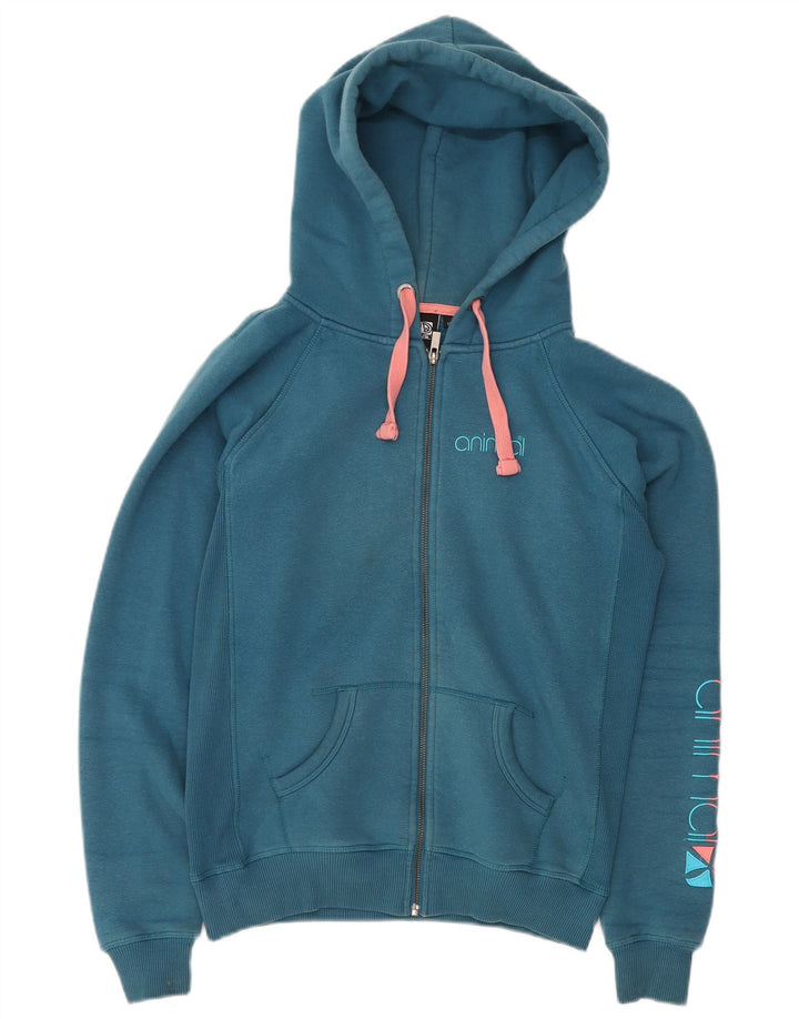 Damski sweter z kapturem i zamkiem błyskawicznym ANIMAL UK 12, średni niebieski, bawełniany