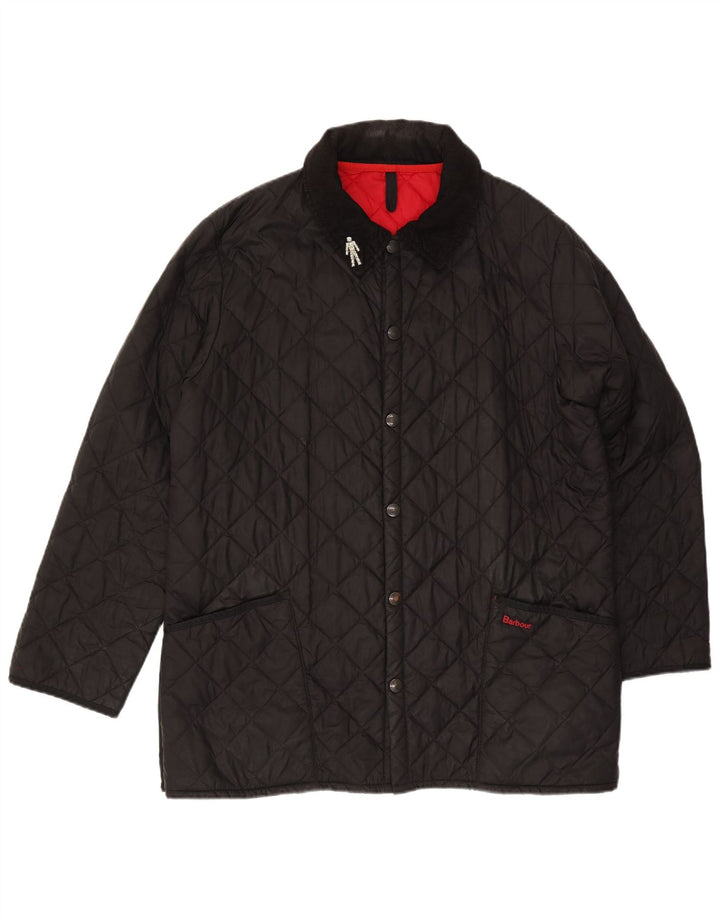 Męska pikowana kurtka Barbour UK 40, duża, czarna, poliamidowa