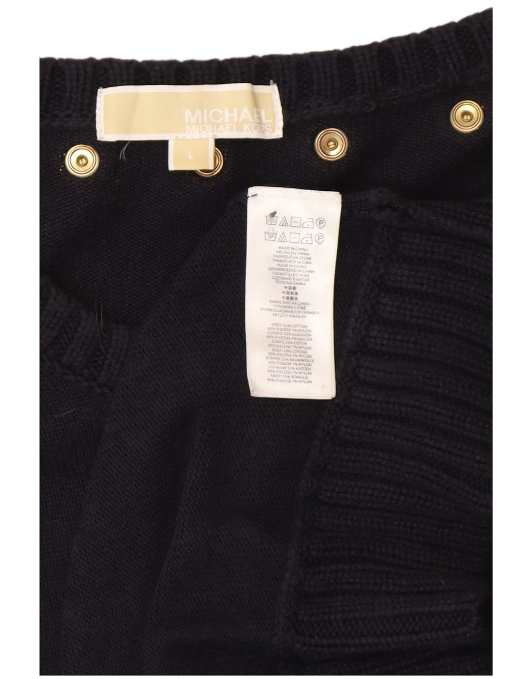 MICHAEL KORS Damska sukienka sweterkowa UK 14, duża, granatowa w cętki