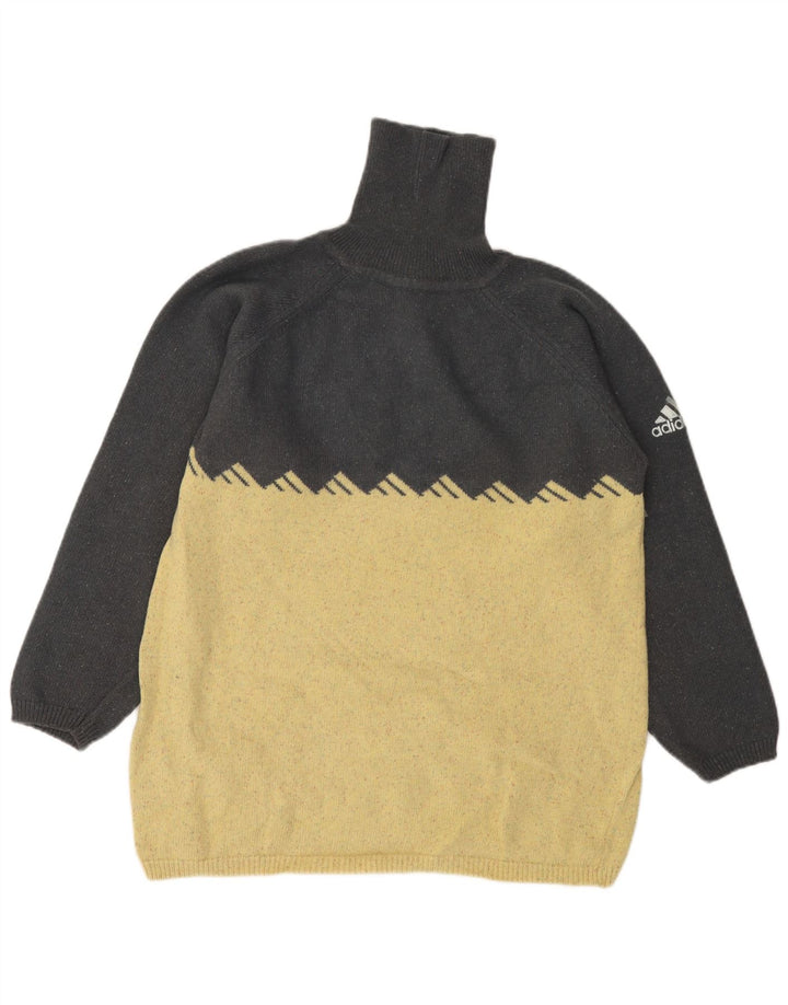 Adidas Męski sweter z golfem, mały, szary, wełniany blok kolorów