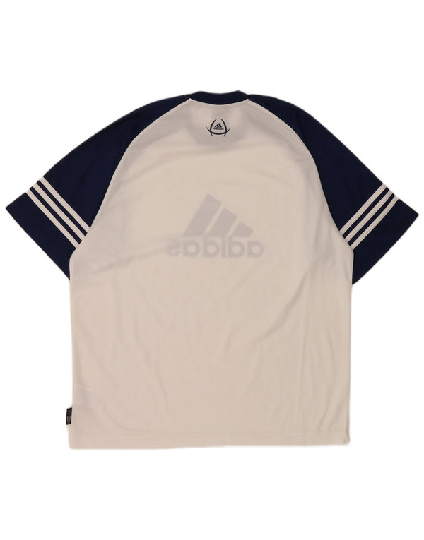 Adidas Męska koszulka Climalite Graphic Top UK 40/42 Średni biały blok kolorów