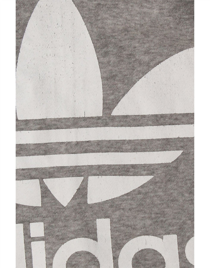 Damska bluza z kapturem ADIDAS z grafiką UK 10, mała, szara bawełna