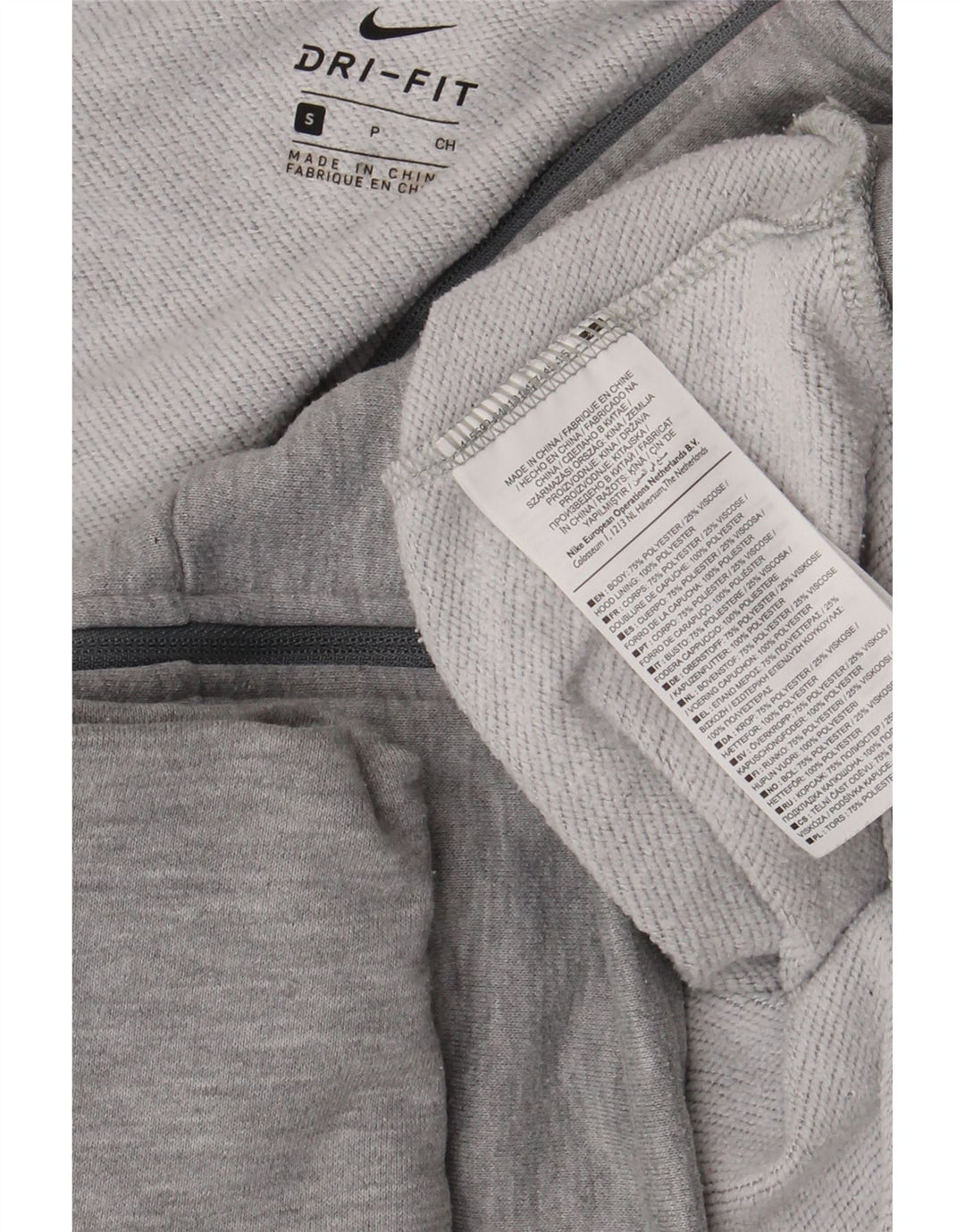 Damski sweter z kapturem i zamkiem błyskawicznym Nike Dri Fit, UK 10, mały, szary poliester