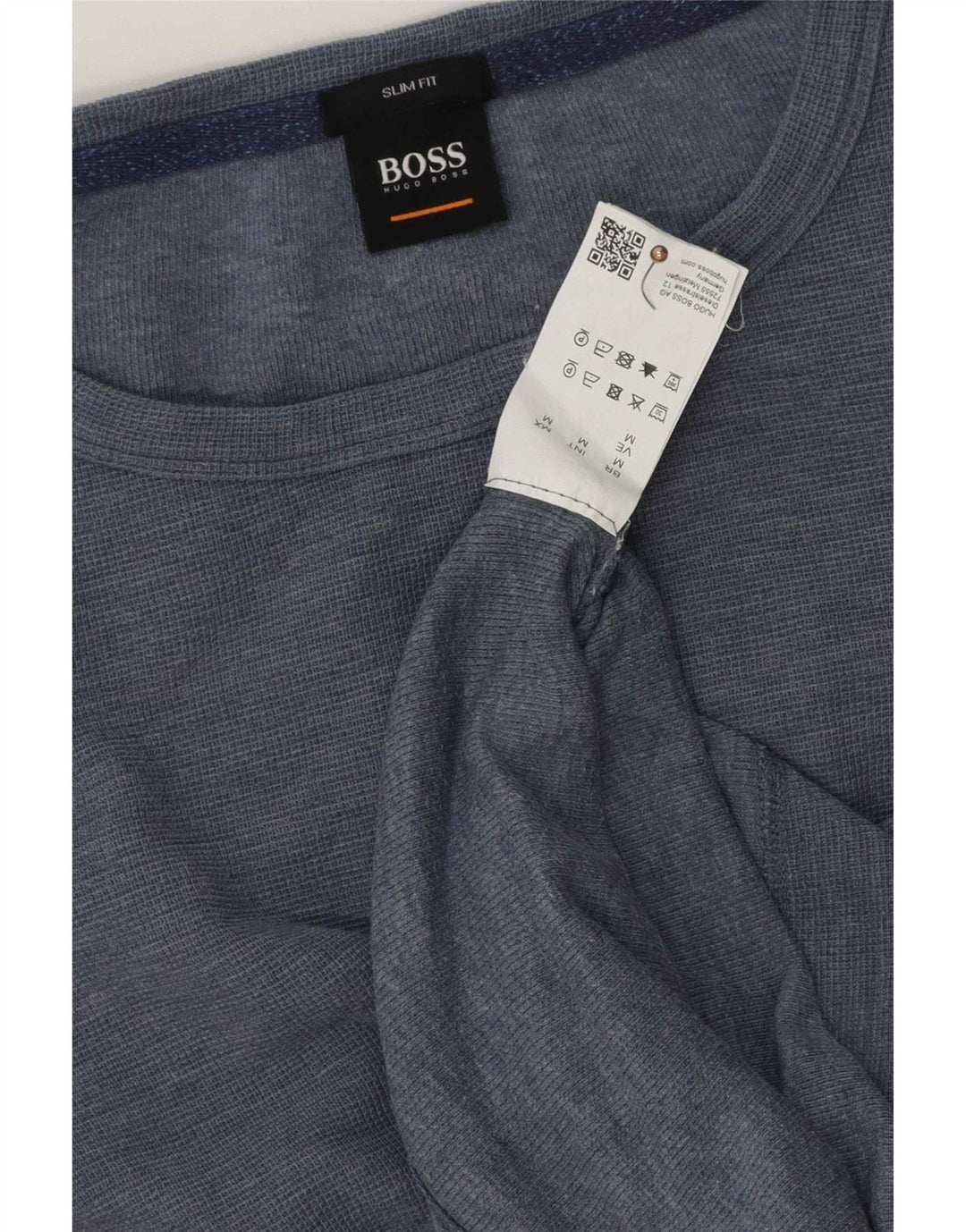 Męska koszulka Hugo Boss z długim rękawem, średnia, granatowa, bawełniana w cętki
