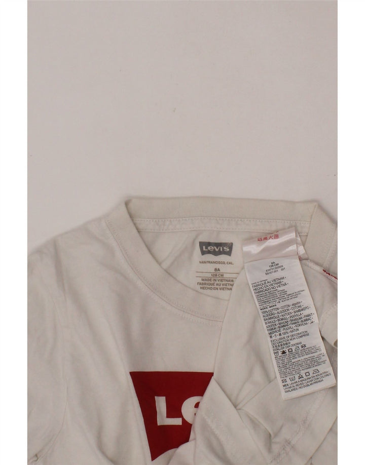 Chłopięcy T-shirt z grafiką LEVI'S, 7-8 lat, biała bawełna
