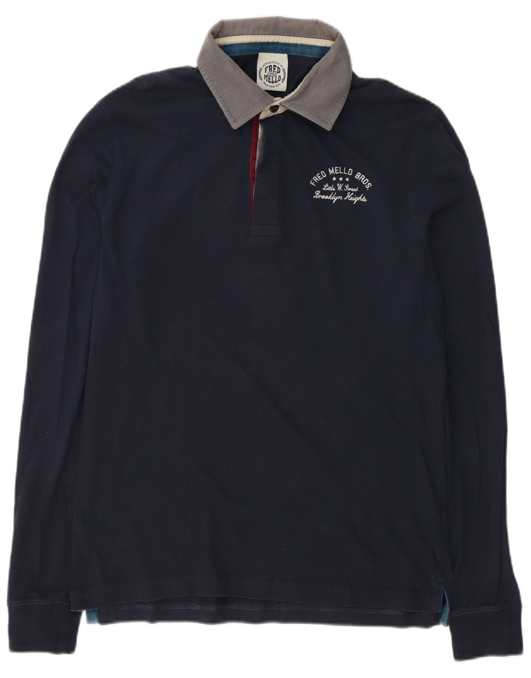 Męska koszulka polo do rugby Fred Mello z długim rękawem i grafiką, kolor średni granatowy