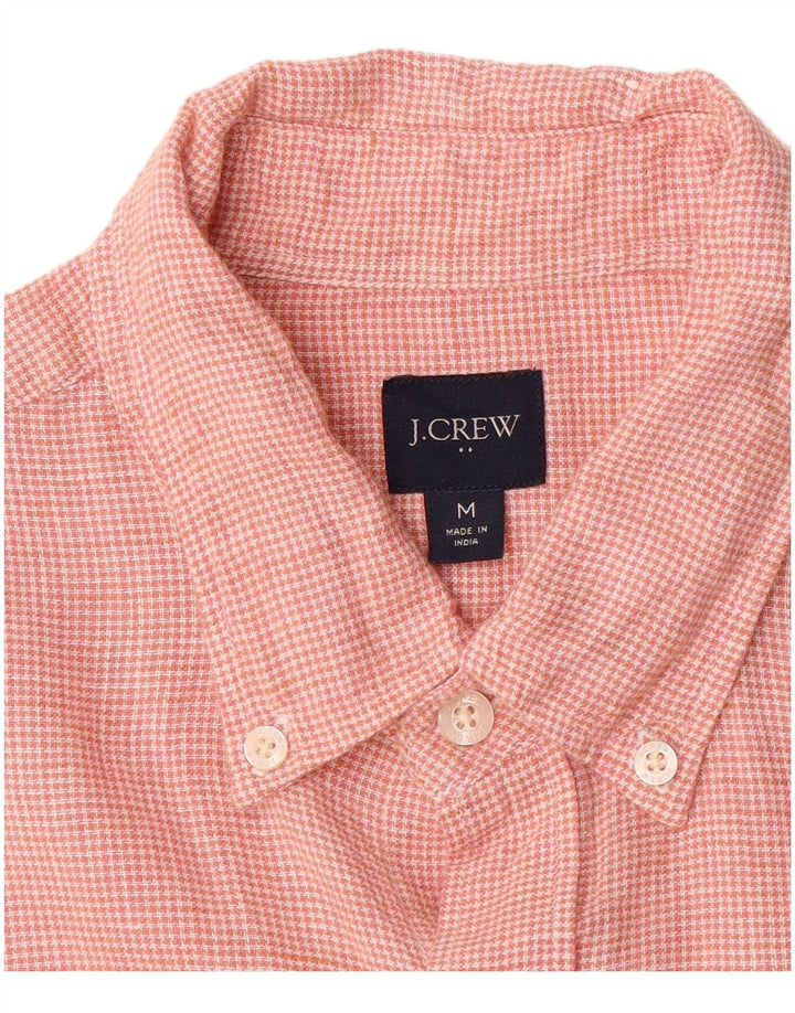 J. CREW Mens Short Sleeve Shirt Medium Pink Houndstooth