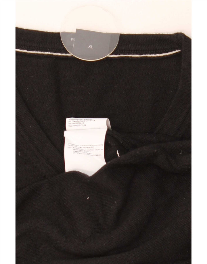 Męski sweter z dekoltem w kształcie litery V Hugo Boss XL, czarna dziewicza wełna