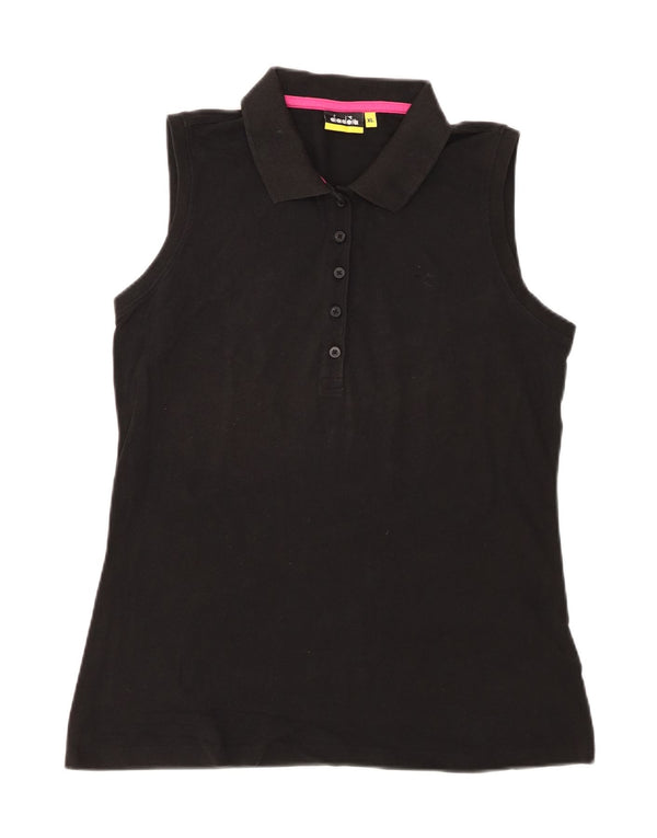 Damska koszulka polo bez rękawów Diadora UK 18 XL, czarna bawełniana, sportowa