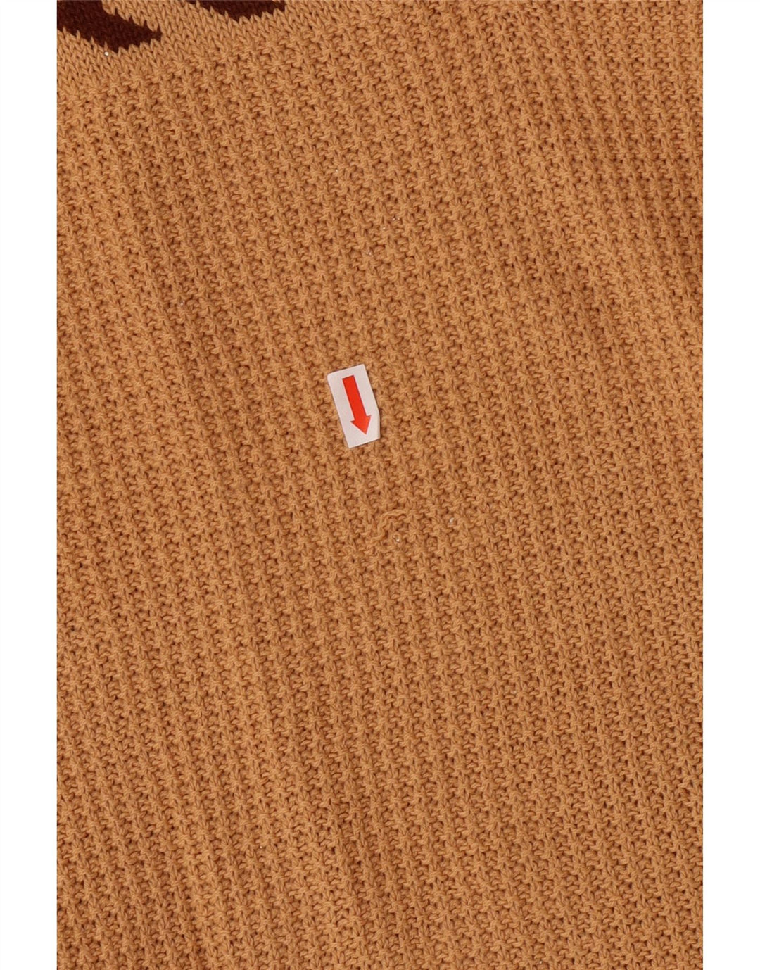 Sweter damski VINTAGE z dekoltem w kształcie litery V, UK 10, mały, brązowy, geometryczny