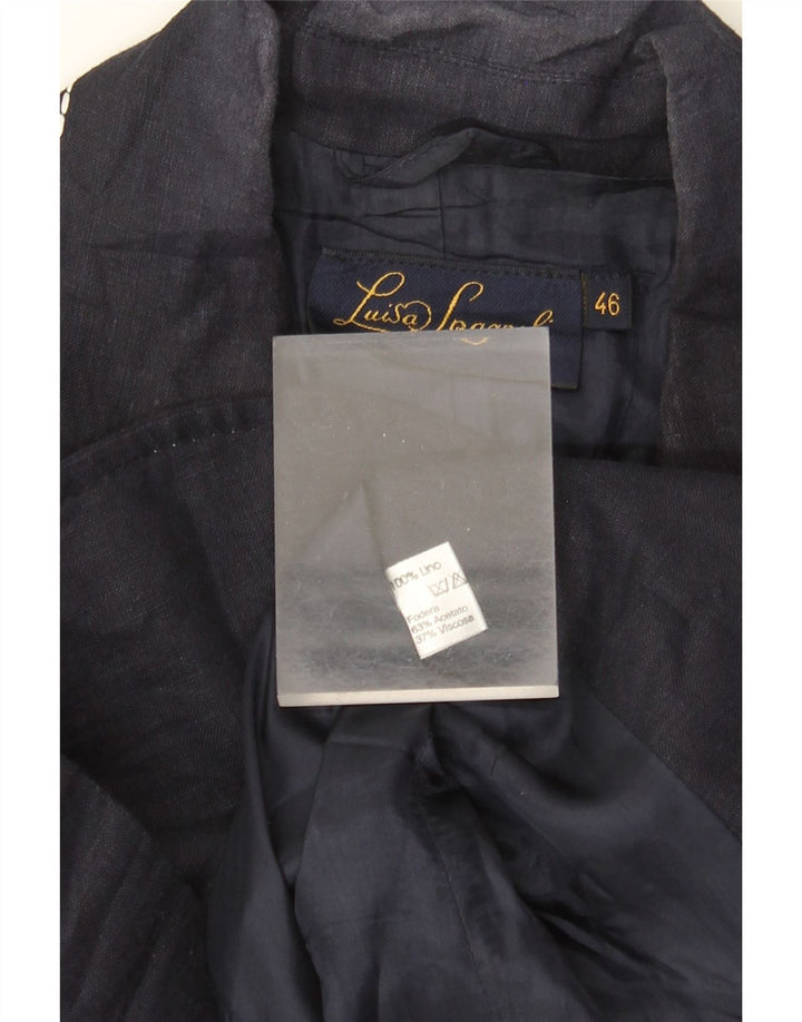 LUISA SPAGNOLI Damska marynarka zapinana na 2 guziki IT 46, duża, granatowa, lniana