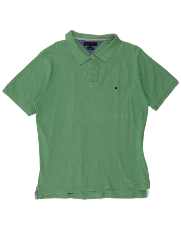 Męska koszulka polo slim fit TOMMY HILFIGER 2XL, zielona bawełna