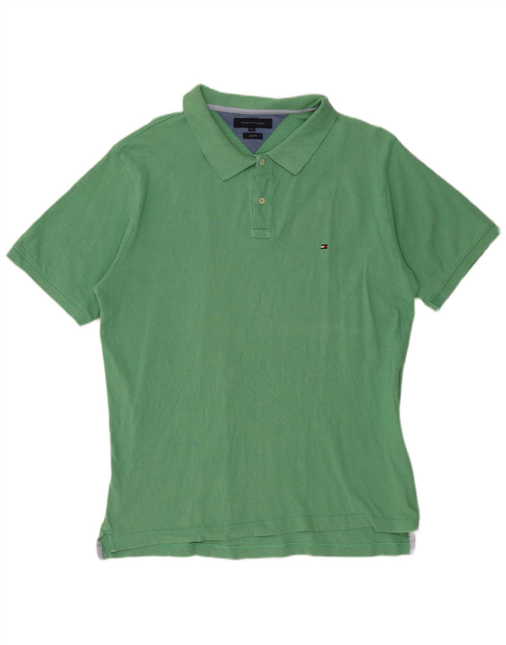 Męska koszulka polo slim fit TOMMY HILFIGER 2XL, zielona bawełna