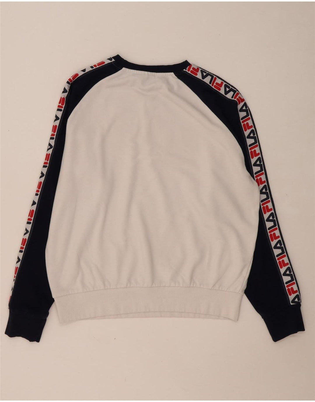 FILA Męska bluza z grafiką, duża, biała, bawełniana w bloki kolorów