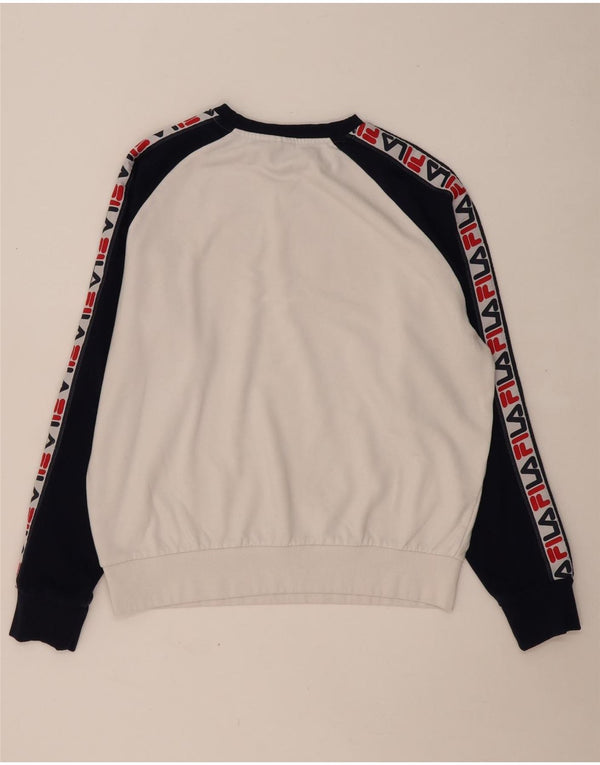 FILA Męska bluza z grafiką, duża, biała, bawełniana w bloki kolorów