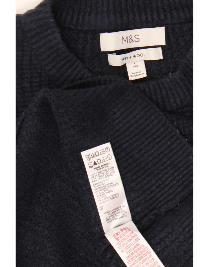 Sweter damski Marks & Spencer z okrągłym dekoltem, UK 16, duży, granatowy