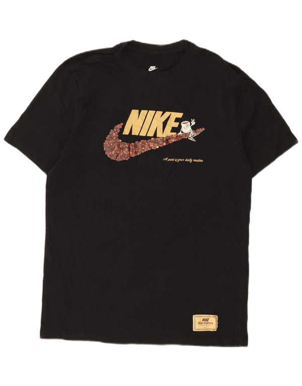 Męski T-shirt z grafiką Nike, średni czarny, bawełniany