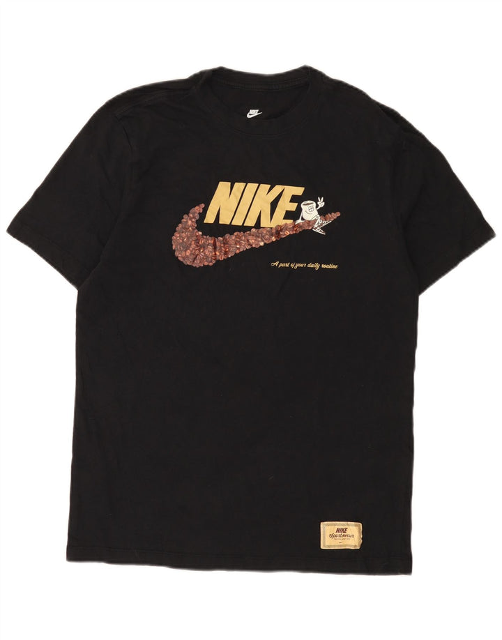 Męski T-shirt z grafiką Nike, średni czarny, bawełniany