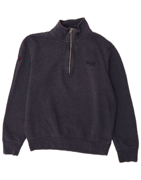 Męski sweter Superdry z zamkiem błyskawicznym, mały, granatowy, bawełniany