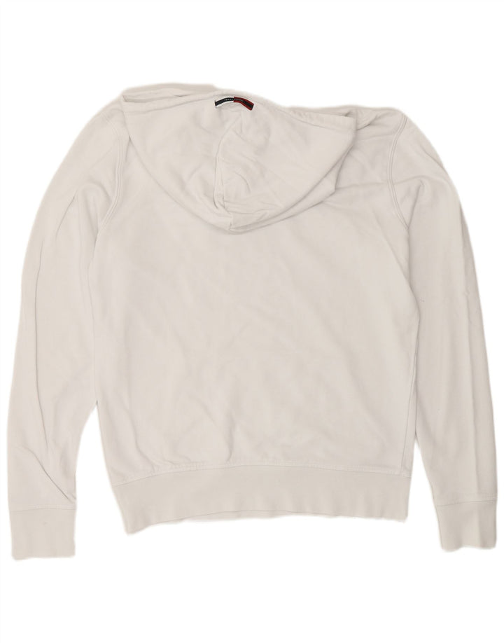 TOMMY HILFIGER Mens Graphic Hoodie Jumper Medium White Cotton