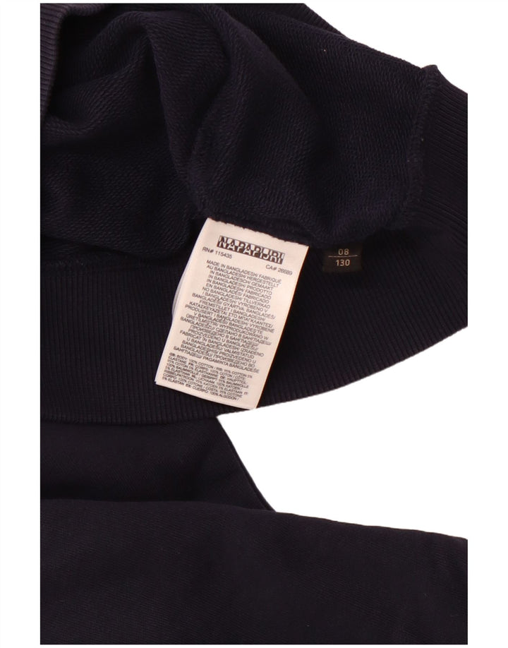 Chłopięcy sweter z kapturem NAPAPIJRI z grafiką 7-8 lat, granatowy, bawełniany