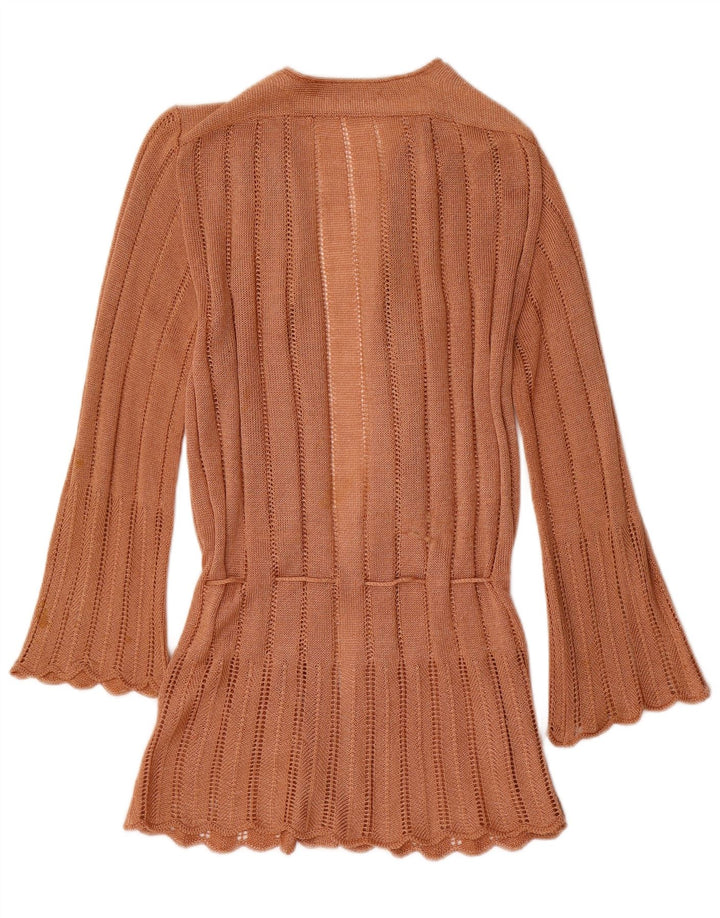 Sweter damski w stylu vintage, kopertowy IT 44, średni brąz, akryl
