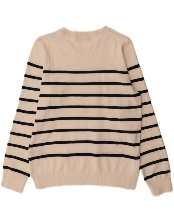 Marks & Spencer Damski sweter z dekoltem w łódkę, UK 12, średnie białe paski