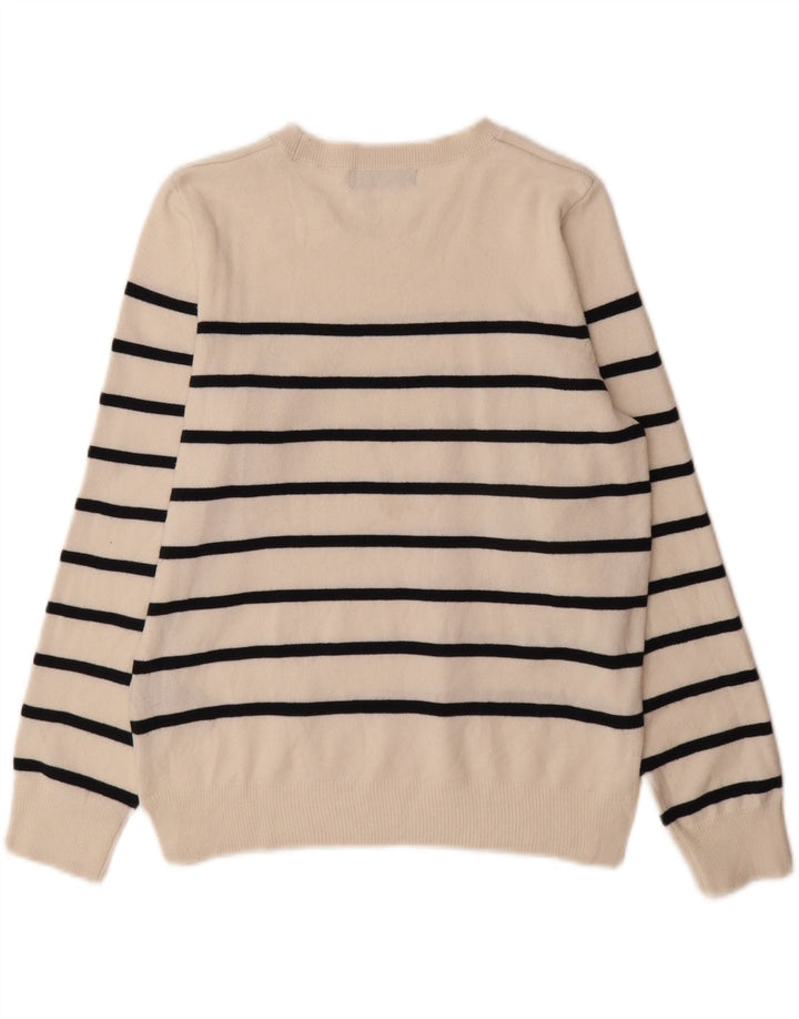 Marks & Spencer Damski sweter z dekoltem w łódkę, UK 12, średnie białe paski