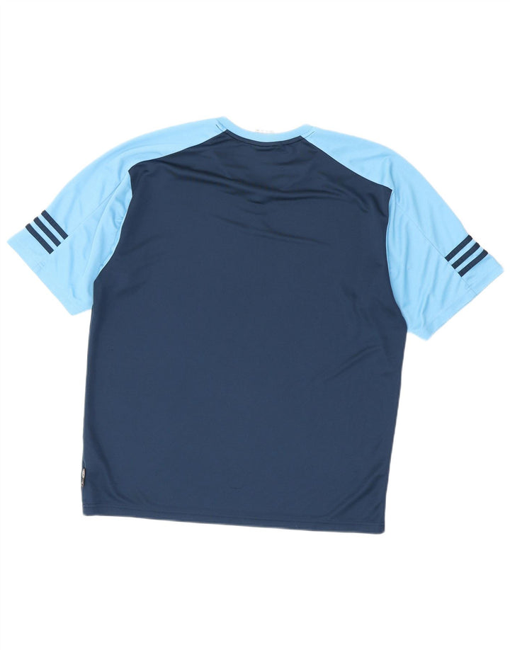 Męska koszulka ADIDAS Climalite Top, średni granatowy poliester w blokach kolorów