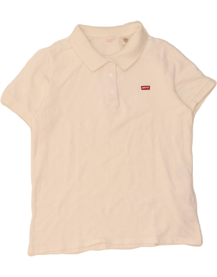 LEVI'S Womens Polo Shirt UK 10 Small White Cotton Vintage Levi's and Second-Hand Levi's from Messina Hembry 