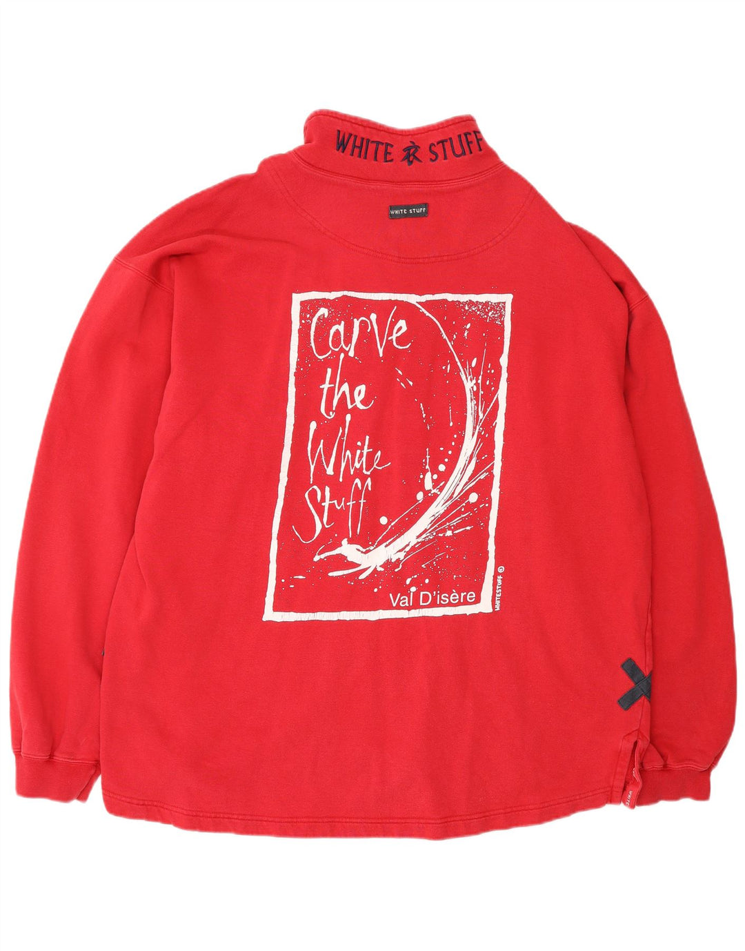 WHITE STUFF Męski sweter o luźnym kroju z grafiką i zamkiem błyskawicznym XL, czerwony