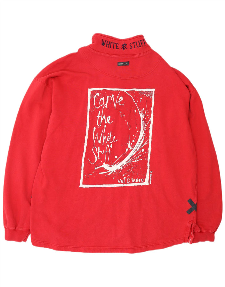 WHITE STUFF Męski sweter o luźnym kroju z grafiką i zamkiem błyskawicznym XL, czerwony
