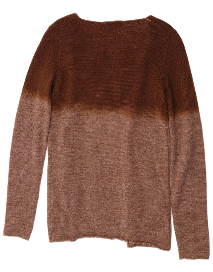 Damski sweter rozpinany Prada IT 42 Średni brąz z blokami kolorów, wełna z alpaki