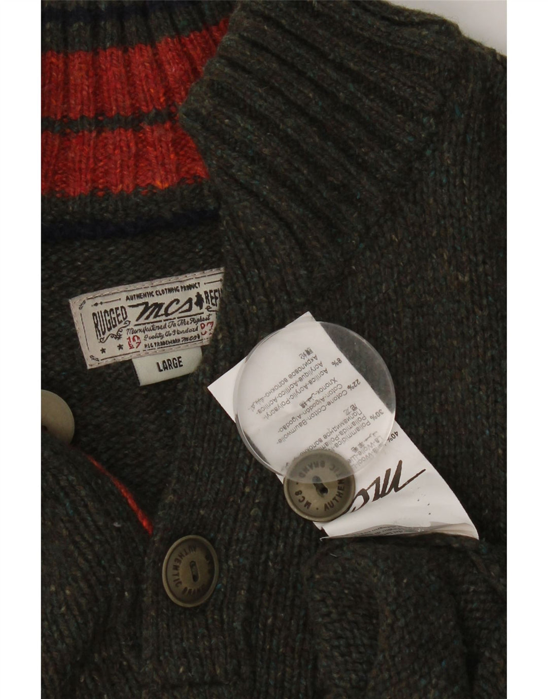 Marlboro Classics Męski sweter zapinany na guziki, duży, szary, wełniany