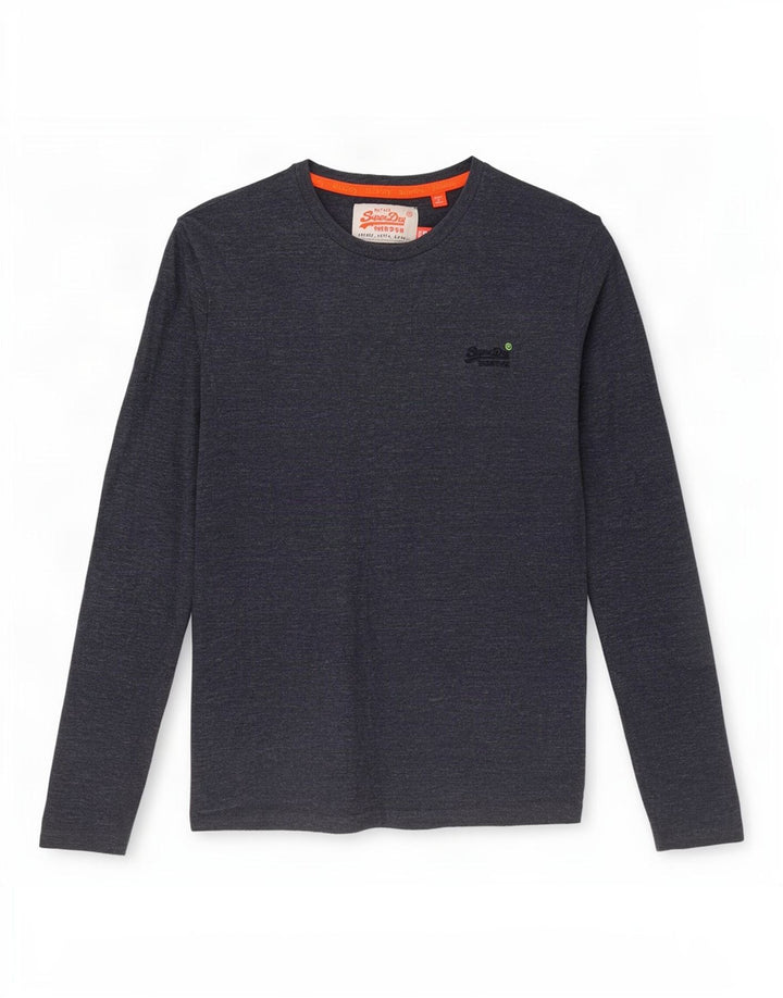 Męski top Superdry z długim rękawem, mały, granatowy, bawełniany w cętki
