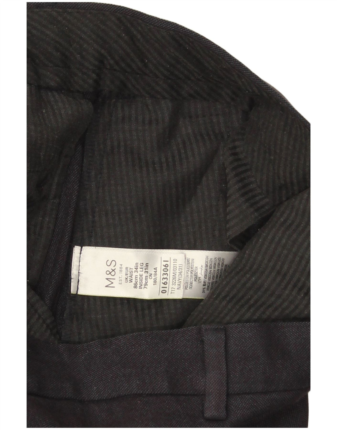 Męskie spodnie codzienne Marks & Spencer o regularnym kroju W34 L31 granatowe