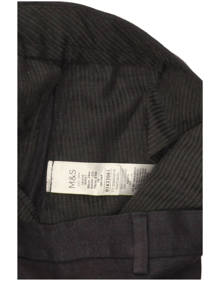Męskie spodnie codzienne Marks & Spencer o regularnym kroju W34 L31 granatowe
