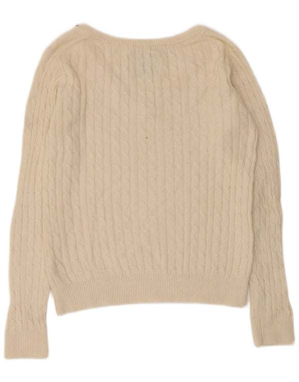 Sweter damski Jack Wills z dekoltem w kształcie litery V, UK 10, mały, beżowy, bawełniany