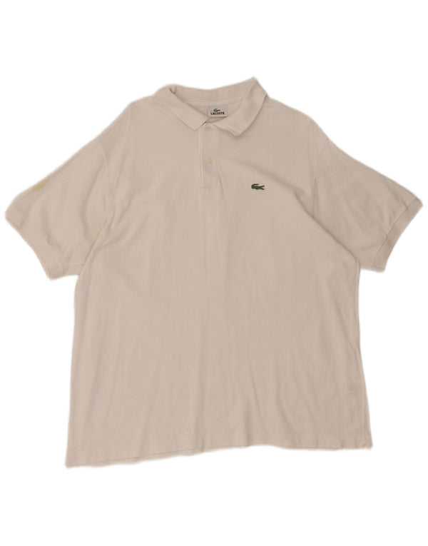 Męska koszulka polo Lacoste, rozmiar 7, 2XL, biała, bawełniana